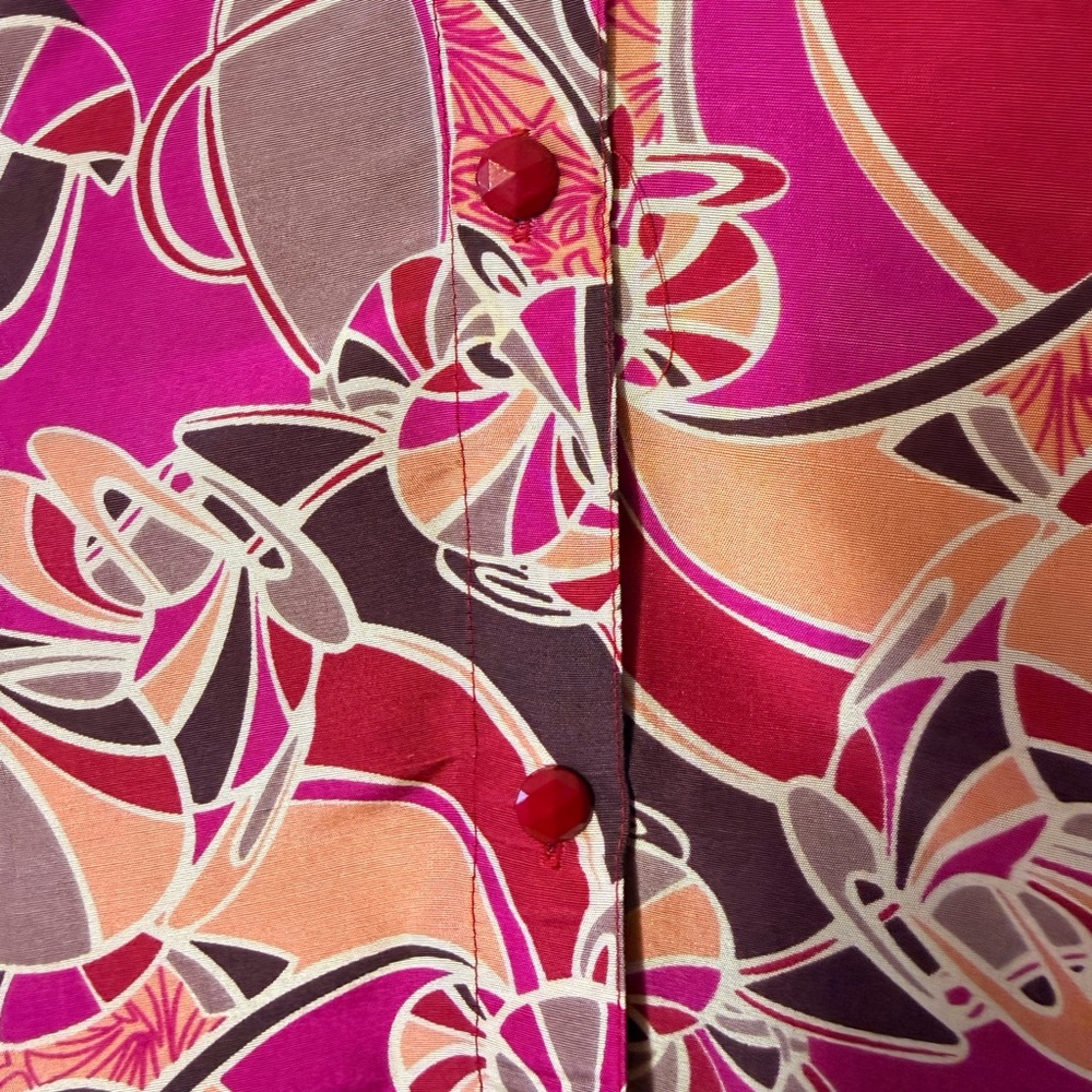 Bold Geometric Pattern Women's Silk Blouse - Multicolor - Picture 3 of 4